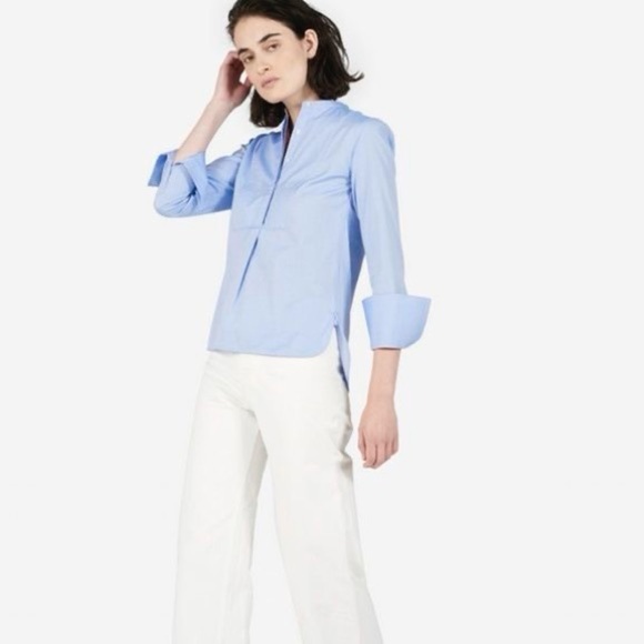 EVERLANE Blue The Japanese Oxford Shirt Button Down Bib Chambray - Picture 1 of 6